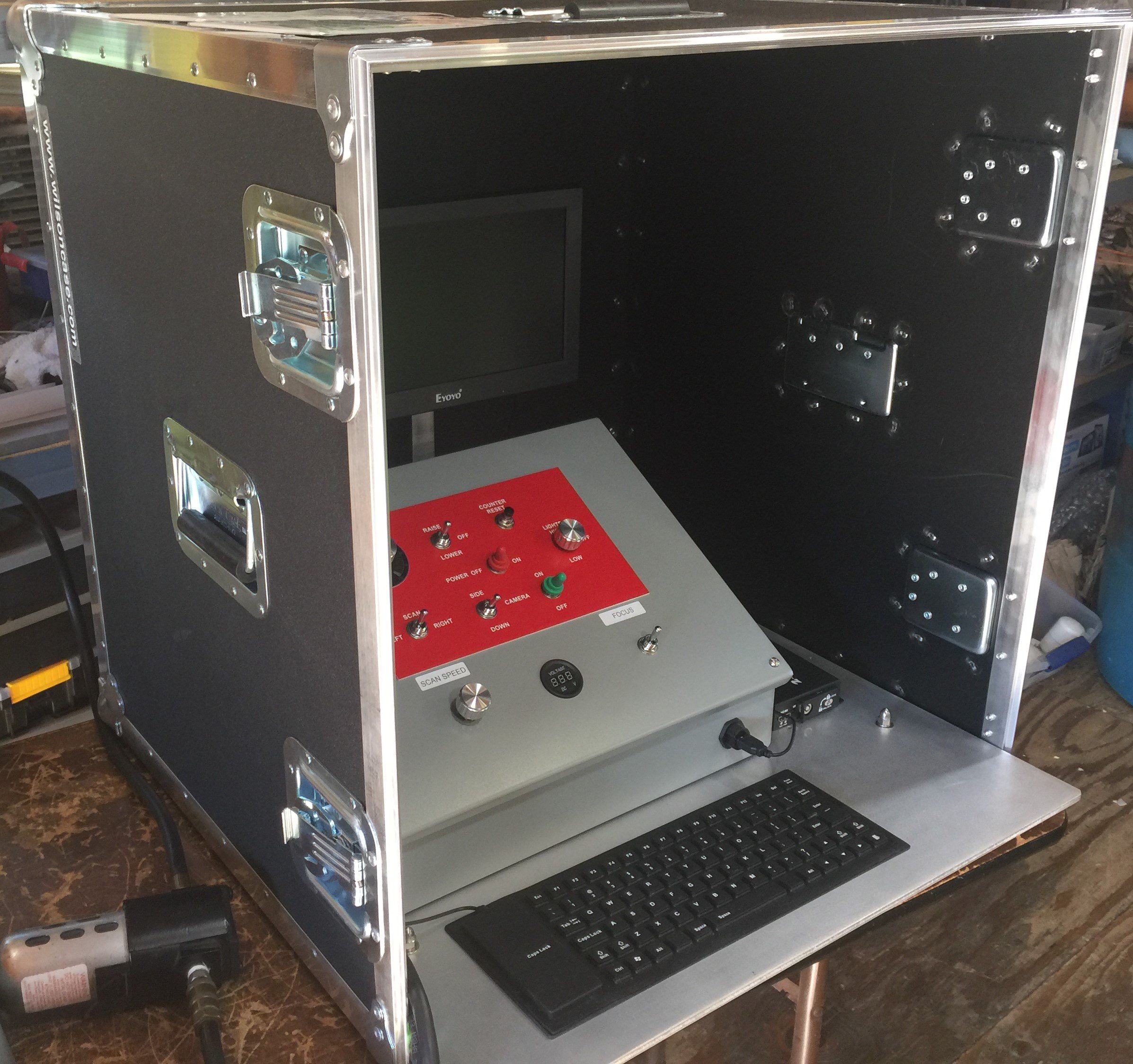 Portable Computer Case With a Monitor and Keyboard Inside